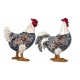 SGRIMALT Set Poule et Coq, Modèle Noir et Fleuri en Résine, Collection Drawing Art, H 20 cm