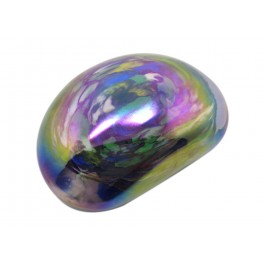 ORIGEN Sulfure en Verre en Galet et Presse Papier, Tons Multicolore irisés, Longueur 11 cm