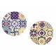 Set 2 Dessous de Plat Ronds, Motifs Colorés Carreaux de ciment, L 18 cm