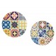Set 2 Dessous de Plat Ronds, Motifs Colorés Carreaux de ciment, L 18 cm