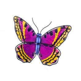 SGRIMALT Papillon Mural Fuchsia, Métal et Verre, Collection Vulcain, L 24 cm