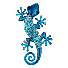 SGRIMALT Gecko Mural métal Modèle Mandala, Bleu, H 36 cm