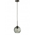 Suspension Lampe Boule, Verre perlé Gris, Diamètre 25,5 cm