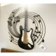 Déco Musique : Guitare électrique noire et Portée musicale, H 60 cm
