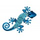 SGRIMALT Gecko Mural métal Modèle Mandala, Bleu, H 36 cm