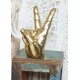ORIGEN Sculpture Design Dorée, V de Victoire formé par Les Doigts de la Main, H 23 cm