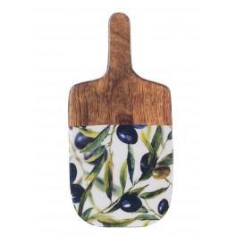Planche de service, Bois de Manguier et Thème Olives. L 30 cm.