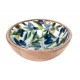 SIGNES GRIMALT Grande Bol, Coupe de service ou vide-poche, Bois de Manguier et Thème Olives de Provence, Diamètre 20 cm.