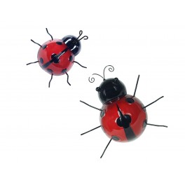 Déco murale métal : Coccinelle Rouge et Noir, H 16 cm