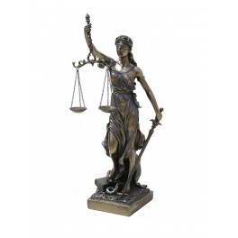 Sculpture en Résine, Effet Bronze : Thémis & La Justice, H 33 cm