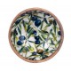 SIGNES GRIMALT Grande Bol, Coupe de service ou vide-poche, Bois de Manguier et Thème Olives de Provence, Diamètre 20 cm.