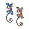 Set 2 Geckos en Résine, Déco murale ou à poser, Modèle Tropik, H 17 cm