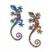 Set 2 Geckos en Résine, Déco murale ou à poser, Modèle Tropik, H 17 cm