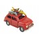 Miniature métal : Fiat 500 Rouge, Planches de Surf et Bouée, L 11 cm