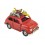 Miniature métal : Fiat 500 Rouge, Planches de Surf et Bouée, L 11 cm