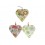 Set 3 Coeurs en métal à suspendre, Motifs Floraux colorés, H 10,5 cm