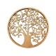 happyDko Décoration murales : Arbre de vie sculpté en Bois MDF, Marron, Diamètre 30 cm