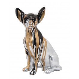 Statuette Chien XL : Le Bouledogue, Finition Argent, H 62 cm