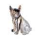 Statuette Chien XL : Le Bouledogue, Finition Argent, H 62 cm