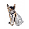 Statuette Chien XL : Le Bouledogue, Finition Argent, H 62 cm