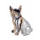 Statuette Chien XL : Le Bouledogue, Finition Argent, H 62 cm