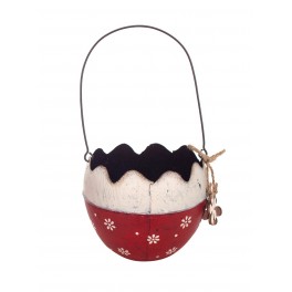 SGRIMALT Cache-Pot Oeuf Rouge et Blanc en métal, Mod 2, Diamètre 11,50 cm
