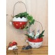 SGRIMALT Set 2 Cache-Pots Oeufs Rouges et Blancs en métal, Diamètre 11,50 cm