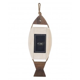 Porte-photo Mural en bois, Silhouette Poisson, Collection Authentik, Hauteur 45,5 cm