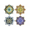 Set 4 sous-bocks Rétro, Forme étoile, Motifs Carreaux de Ciment, 11 cm