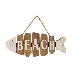 SGRIMALT Décoration Bord de mer : Poisson en Bois, Modèle Beach, L 40 cm
