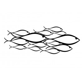 SGRIMALT Déco murale Métal : Banc de Poissons stylisés noirs, L 83 cm