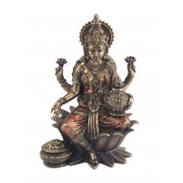 Statue Lakshmi, Déesse de la Prospérité et de la Fortune, H 18 cm