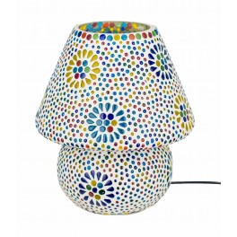 Lampe Baroque Ethnique, Multicolore, Abat jour Métal et Verre, H 45 cm