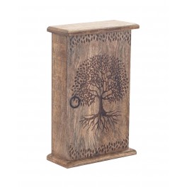 Boite à clés Murale : Modèle Arbre de Vie, Bois Exotique, H 28 cm