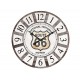 Horloge Bois MDF Vintage : Route 66, Gris et Blanc, Diam 34 cm