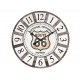 Horloge Bois MDF Vintage : Route 66, Marron et Gris, Diam 34 cm