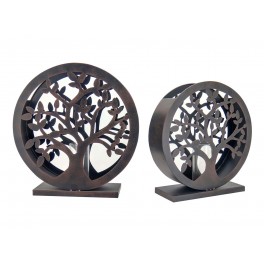 Set 2 Photophores décoratifs Arbres de Vie en Métal, Diamètre 43,5 cm