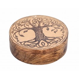 SIGNES GRIMALT Grande Boite en Bois de Manguier : Modèle Arbre de vie, Diamètre 20 cm