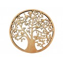 Décoration murale Bois : Arbre de vie sculpté, Marron, H 30 cm