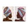 SIGNES GRIMALT Tableau ethnique contemporain : Set 2 africaines aux foulards colorés, hauteur 80 cm