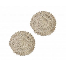 Ensemble 2 Sets de Table Rond 100% Fibres Naturelles et Corde tressée, Diamètre 38 cm