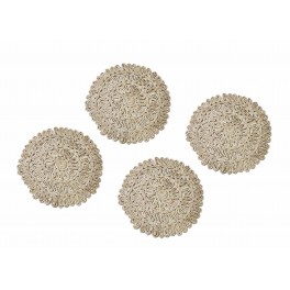 Ensemble 4 Sets de Table Rond 100% Fibres Naturelles et Corde tressée, Diamètre 38 cm