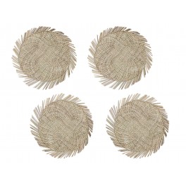 Ensemble 4 Sets de Table Mandala en Fibres Naturelles et Corde tressée, Diamètre 38 cm