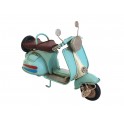 Miniature Laiton : Scooter Vespa Métal Bleu Cyan, Longueur 17 cm