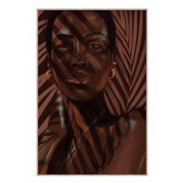 SGRIMALT Tableau Peinture XL : Femme africaine et Feuillage, H 123 cm