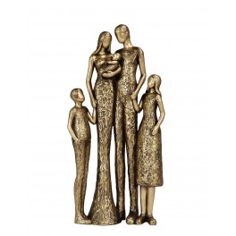 Statuette Design : Famille avec 1 enfant, Collection Silver Line, H 27 cm