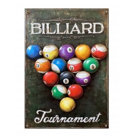 Tableau 100% Métal 3D : Tournoi de Billard, Hauteur 75 cm