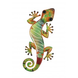 Gecko Mural Orange, Métal et Verre, Modèle SOLEDAD, H 37 cm