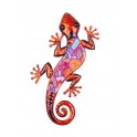 Gecko Mural Rouge, Métal et Verre, Modèle SUNSET, H 37 cm