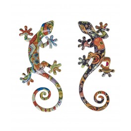 SIGNES GRIMALT Set 2 Geckos en Résine, Déco murale ou à poser, Modèle Tropik, H 17 cm